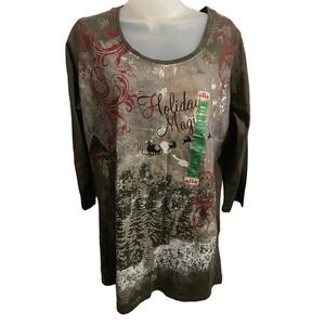 Alia Holiday Magic Shirt NWT Size L